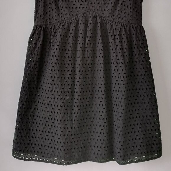 Mi Ami Women's Black V-Neck Flutter Sleeve Eyelet A Line Dress Size Large - Picture 3 of 7